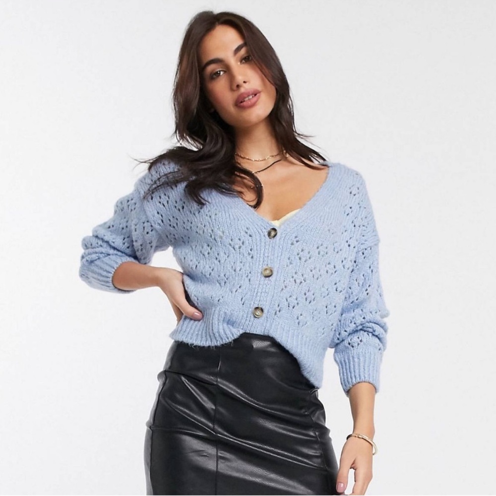 Stradivarius Light Blue Buttoned Cardigan